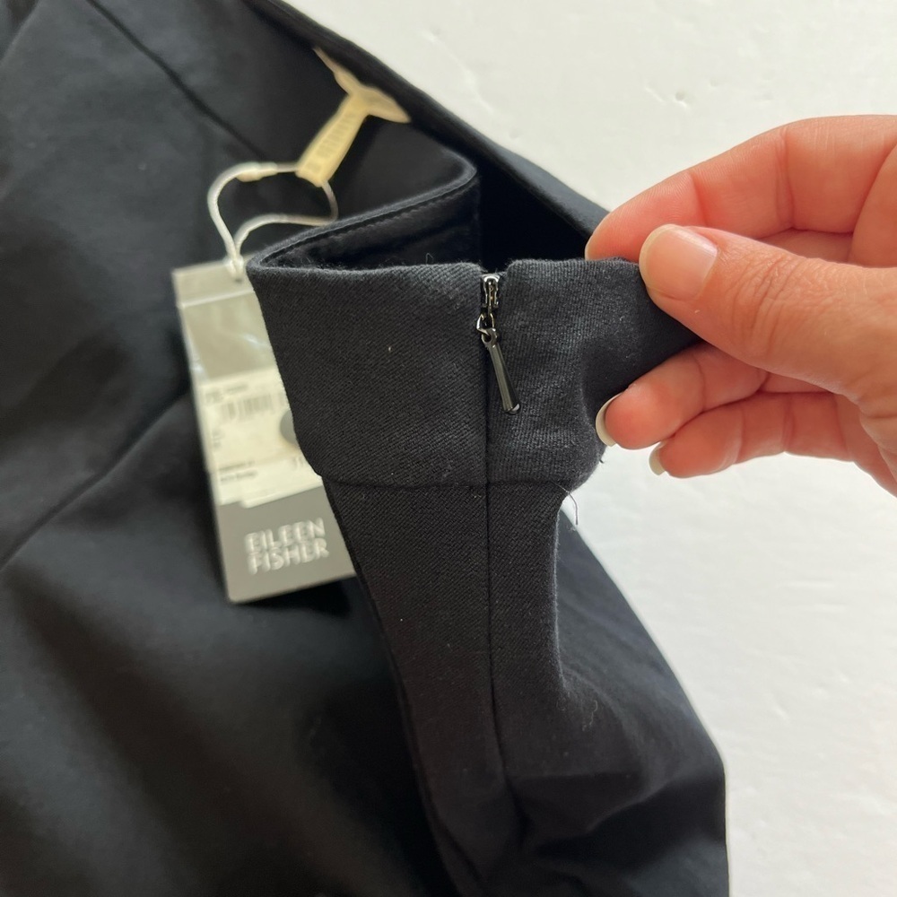 Eileen Fisher Organic Cotton Bistretch Twill Black Pants Sz M New with Flaw - Picture 12 of 12